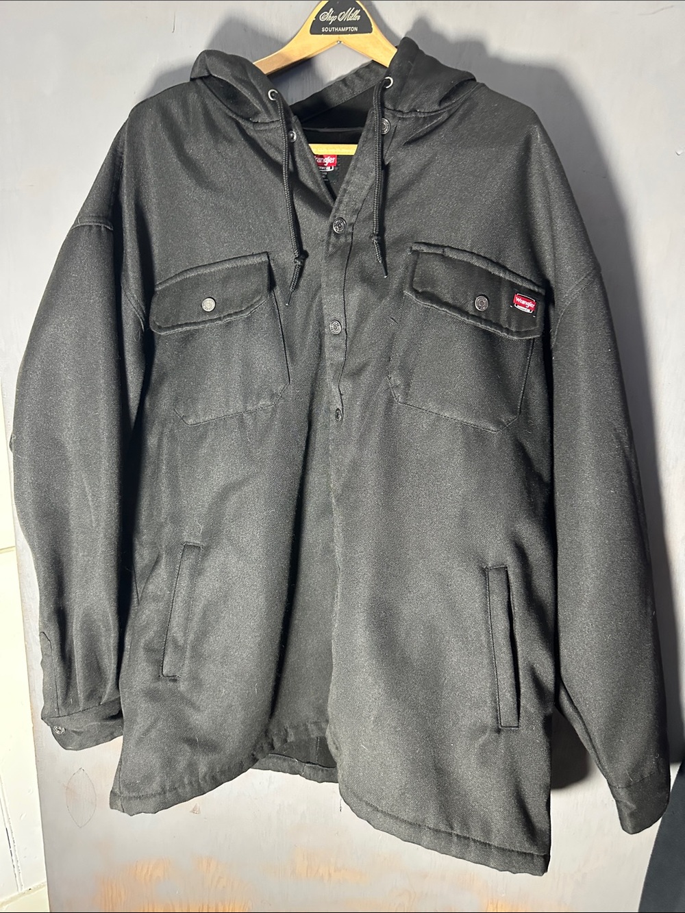 Wrangler Black Hooded Military Field Coat